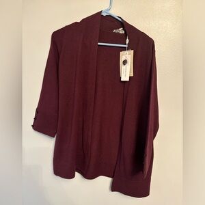 Red Knit Cardigan Sweater with Classic Silhouette small